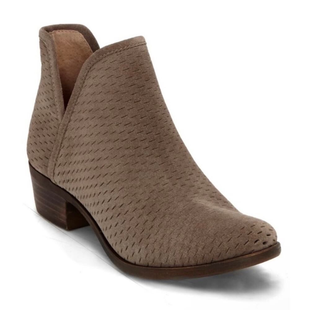 Lucky Brand 'Baley' Women's 7.5 Perforated Bootie Taupe Slip On Western